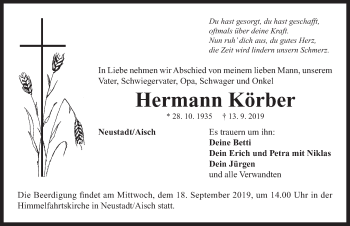 Traueranzeige von Hermann Körber von Neustadt/ Scheinfeld/ Uffenheim