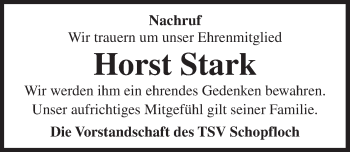 Traueranzeige von Horst Stark von Dinkelsbühl/ Feuchtwangen