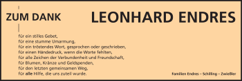 Traueranzeige von Leonhard Endres von Neustadt/ Scheinfeld/ Uffenheim