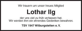 Traueranzeige von Lothar Ilg von Dinkelsbühl/ Feuchtwangen