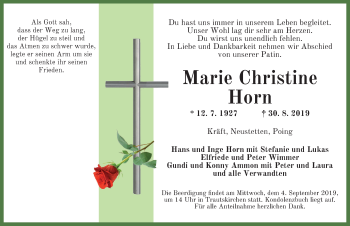 Traueranzeige von Marie Christine Horn von Ansbach
