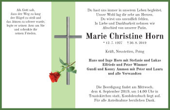 Traueranzeige von Marie Christine Horn von Neustadt/ Scheinfeld/ Uffenheim