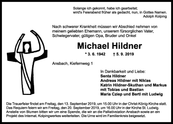 Traueranzeige von Michael Hildner von Ansbach