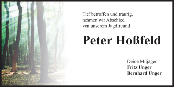 Traueranzeige von Peter Hoßfeld von Rothenburg