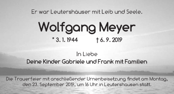 Traueranzeige von Wolfgang Meyer von Ansbach
