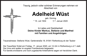 Traueranzeige von Adelheid Wüst von Rothenburg