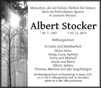 Traueranzeige von Albert Stocker von Dinkelsbühl/ Feuchtwangen