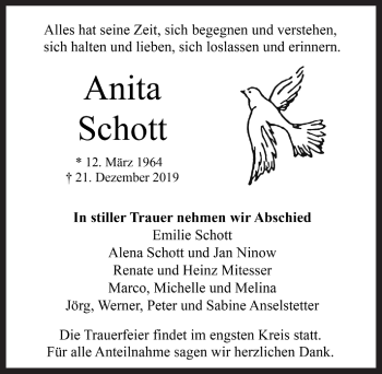 Traueranzeige von Anita Schott von Rothenburg