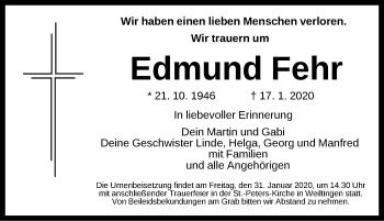 Traueranzeige von Edmund Fehr von Dinkelsbühl/ Feuchtwangen