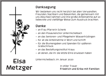 Traueranzeige von Elsa Metzger von Dinkelsbühl/ Feuchtwangen