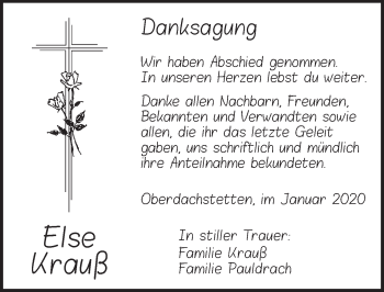 Traueranzeige von Else Krauß von Ansbach