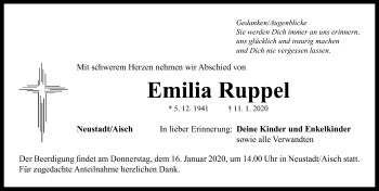 Traueranzeige von Emilia Ruppel von Neustadt/ Scheinfeld/ Uffenheim