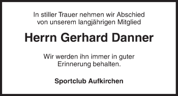 Traueranzeige von Gerhard Danner von Dinkelsbühl/ Feuchtwangen