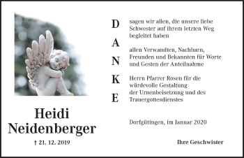 Traueranzeige von Heidi Neidenberger von Dinkelsbühl/ Feuchtwangen