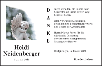 Traueranzeige von Heidi Neidenberger von Rothenburg