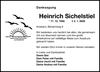 Traueranzeige von Heinrich Sichelstiel von Ansbach