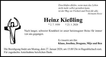 Traueranzeige von Heinz Kießling von Neustadt/ Scheinfeld/ Uffenheim