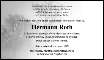 Traueranzeige von Hermann Roth von Neustadt/ Scheinfeld/ Uffenheim