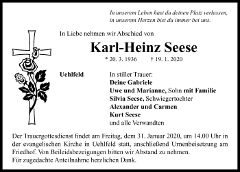 Traueranzeige von Karl-Heinz Seese von Neustadt/ Scheinfeld/ Uffenheim