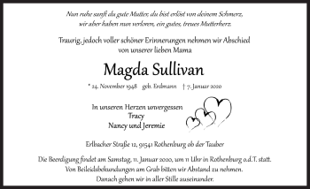 Traueranzeige von Magda Sullivan von Rothenburg