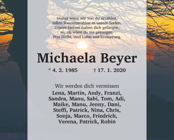 Traueranzeige von Michaela Beyer von Dinkelsbühl/ Feuchtwangen