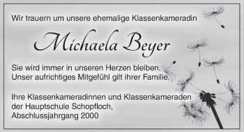 Traueranzeige von Michaela Beyer von Dinkelsbühl/ Feuchtwangen