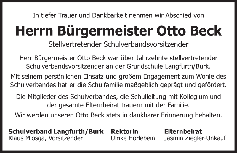  Traueranzeige für Otto Beck vom 30.01.2020 aus Dinkelsbühl/ Feuchtwangen