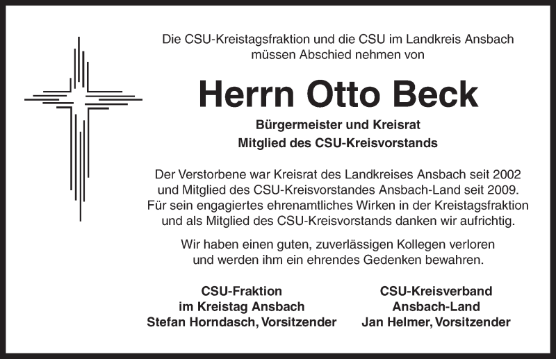  Traueranzeige für Otto Beck vom 30.01.2020 aus Dinkelsbühl/ Feuchtwangen