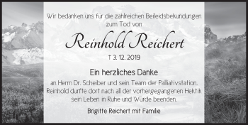 Traueranzeige von Reinhold Reichert von Ansbach