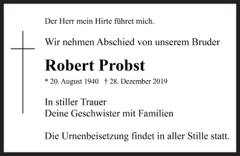 Traueranzeige von Robert Probst von Rothenburg