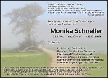 Traueranzeige von Monika Schneller von Dinkelsbühl/ Feuchtwangen