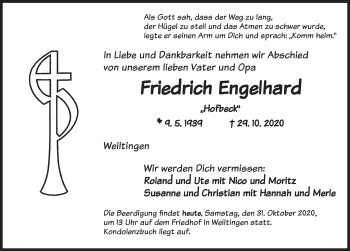 Traueranzeige von Friedrich Engelhard von Dinkelsbühl/ Feuchtwangen