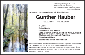 Traueranzeige von Gunther Hauber von AB