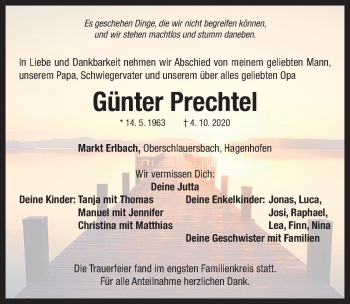 Traueranzeige von Günter Prechtel von Neustadt/ Scheinfeld/ Uffenheim