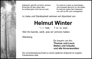 Traueranzeige von Helmut Winter von Dinkelsbühl/ Feuchtwangen