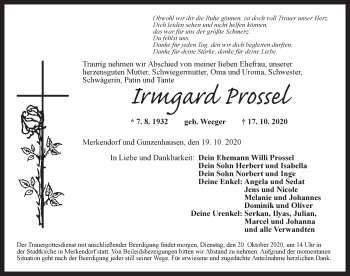 Traueranzeige von Irmgard Prossel von AB