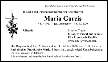 Traueranzeige von Maria Gareis von Neustadt/ Scheinfeld/ Uffenheim