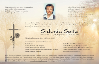 Traueranzeige von Sidonia Setiz von Ansbach