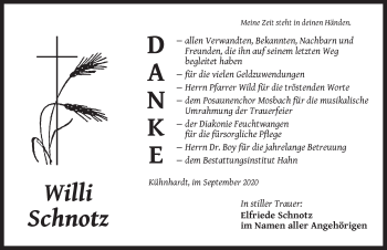 Traueranzeige von Willi Schnotz von Dinkelsbühl/ Feuchtwangen