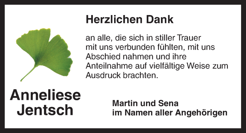  Traueranzeige für Anneliese Jentsch vom 04.11.2020 aus Ansbach