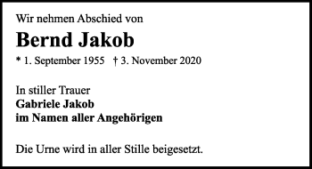 Traueranzeige von Bernd Jakob von Rothenburg