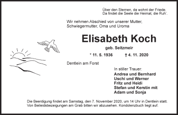 Traueranzeige von Elisabeth Koch von Dinkelsbühl/ Feuchtwangen