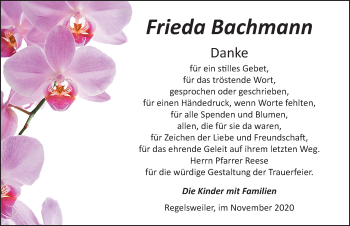 Traueranzeige von Frieda Bachmann von Dinkelsbühl/ Feuchtwangen