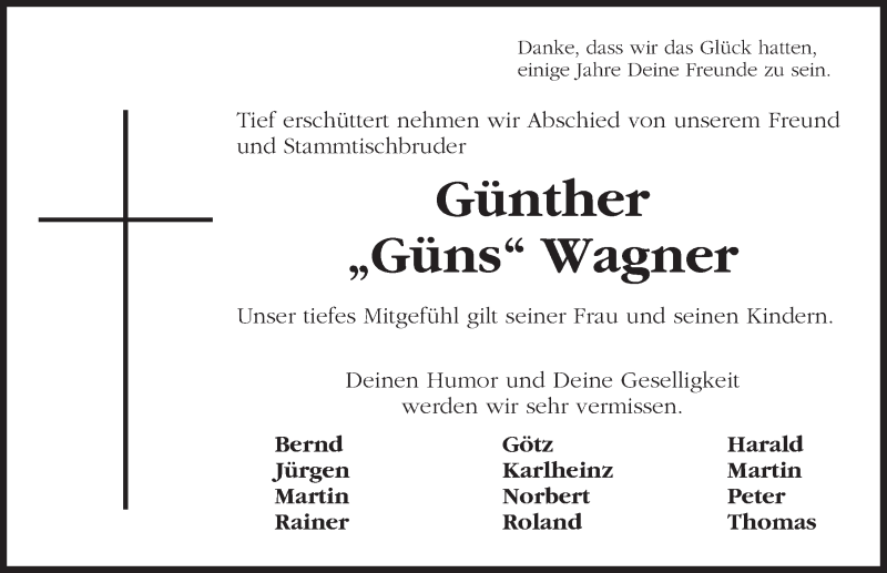  Traueranzeige für Günther Wagner vom 30.11.2020 aus Ansbach