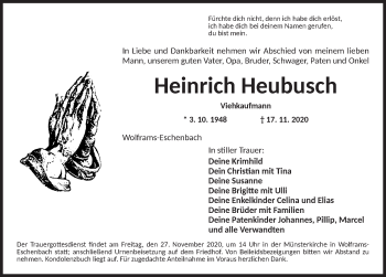 Traueranzeige von Heinrich Heubusch von Ansbach