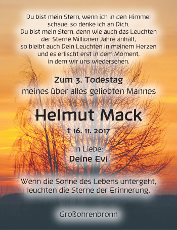 Traueranzeige von Helmut Mack von Dinkelsbühl/ Feuchtwangen