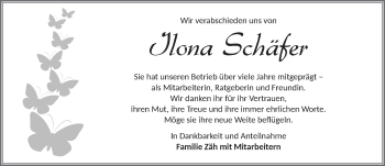 Traueranzeige von Ilona Schäfer von Dinkelsbühl/ Feuchtwangen