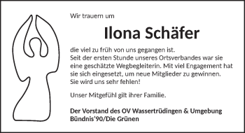 Traueranzeige von Ilona Schäfer von Dinkelsbühl/ Feuchtwangen