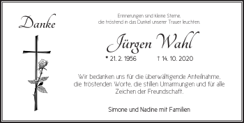 Traueranzeige von Jürgen Wahl von Ansbach