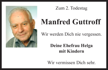 Traueranzeige von Manfred Guttroff von Neustadt/ Scheinfeld/ Uffenheim